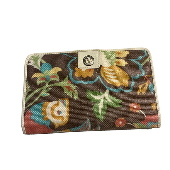 Spartina 449 Daufuskie Island Wallet Natural Linen And Leather - Picture 1 of 10